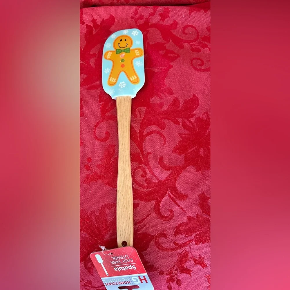 ☀️ 3/$10 Gingerbread Man durable silicone wood handle spatula (see description)